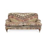 A kilim upholstered stained beech sofa