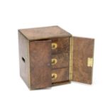 A late 19th/early 20th century brass bound burr walnut humidor