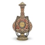 An interesting late 17th/early 18th century gilt-metal mounted ruby glass bottle vase, probably G...