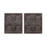 A pair of mid-16th century carved oak panelled doors, Anglo-French, circa 1550 (2)