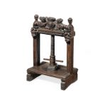 A 17th century carved oak table-top book press, Anglo-Dutch