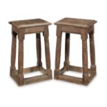 A pair of mid-17th century oak joint stools, French, circa 1650 (2)