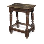 A Charles I oak joint stool, circa 1640 and later