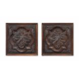 A pair of 17th century carved oak panels, French (2)