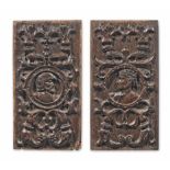 An interesting pair of mid-16th century carved oak panels, Franco-Flemish, circa 1550 (2)