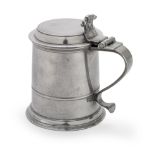 A George I pewter flat-lid tankard, circa 1720