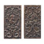 An interesting pair of mid-16th century carved oak panels, Franco-Flemish, circa 1550 (2)