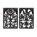 A pair of 17th century carved oak panels, English (2)
