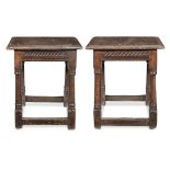 A pair of Charles I oak joint stools, West Country, circa 1640