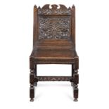 A Charles II joined oak closed-back chair, Cheshire/Lancashire, circa 1670