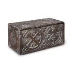 An interesting late 17th/early 18th century carved oak box, English, probably Plymouth, circa 1700