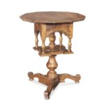 A rare William & Mary joined fruitwood 'bird-cage' tripod table, circa 1690