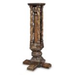 A late 15th century oak newel post, French, circa 1480-1500