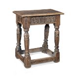 A rare Elizabeth I oak and walnut joint stool, circa 1580