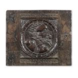 A carved oak 'Romayne'-type panel, circa 1530-50