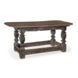 An early 17th century joined oak centre table, German, circa 1620