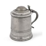 A George I pewter ale pint dome-lid tankard, circa 1720