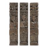 Three James I/Charles I carved oak figural terms, English, circa 1620-40 (3)