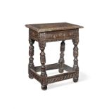 An interesting James I/Charles I gauge-carved oak joint stool, West Country, circa 1620-40