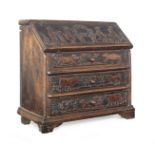 A mid-18th century fruitwood miniature bureau, possibly Dutch, circa 1750