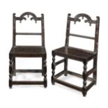 An unusual pair of Charles II joined oak backstools, Derbyshire, circa 1680 (2)