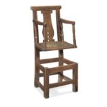 An unusual 19th century joined oak child's chair, English, circa 1840