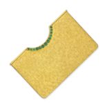 An emerald and gold card holder, by Dunhill,