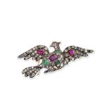 A paste and gem-set bird brooch,