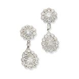 A pair of diamond pendent earrings