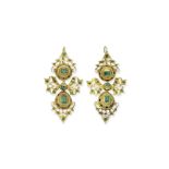 A pair of emerald pendent earrings, probably Iberian, early 18th century