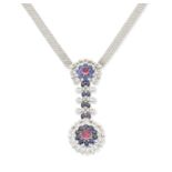 A sapphire, diamond and pink paste pendant necklace