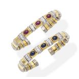 A pair of gem-set bangles (2)
