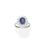 A sapphire and diamond cluster ring