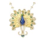 An enamel and diamond brooch/pendant necklace