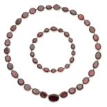 A 19th century garnet rivière and bracelet suite (2)