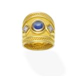 A sapphire and diamond ring, by De Vroomen,