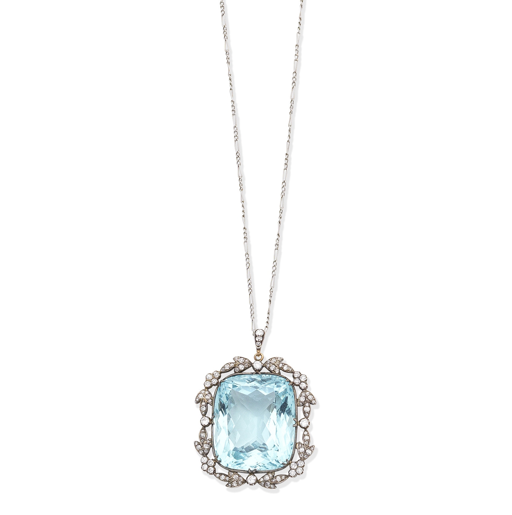 An aquamarine and diamond brooch/pendant, - Image 3 of 3