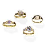 Four mourning rings, (4)