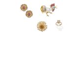 A flower brooch, by Tiffany,