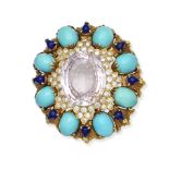A gem-set and diamond brooch