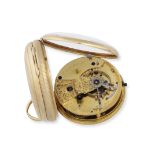 James Murray, Royal Exchange, London. An 18K gold key wind open face pocket watch with duplex esc...