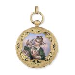 Le Brandt, Geneve. An 18K gold and enamel key wind full hunter pocket watch Circa 1830