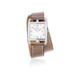 Hermès. A lady's stainless steel quartz calendar rectangular wristwatch Cape Cod Dame, Ref: CC2....