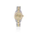 Rolex. A lady's stainless steel and gold diamond set automatic bracelet watch Oyster Perpetual, ...
