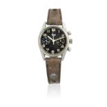 Heuer. A stainless steel manual wind chronograph wristwatch issued to the Belgian Air Force Circa...