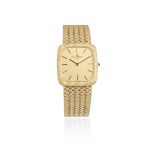 Baume & Mercier. An 18K gold manual wind rectangular bracelet watch Ref: 37224 9, Circa 1980
