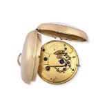 Barwise, London. An 18K gold key wind open face chronometer pocket watch London Hallmark for 1807