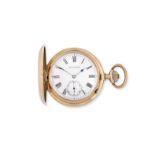 Jaccottet Watch Co. A gold keyless wind full hunter chronometer pocket watch Circa 1870