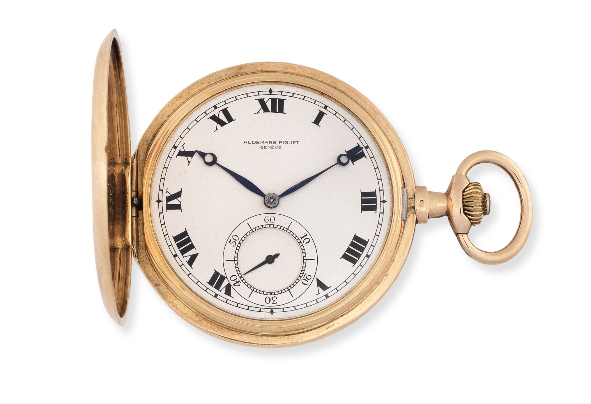 Audemars Piguet. An 18K rose gold keyless wind full hunter pocket watch Circa 1900