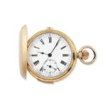 An 18K gold keyless wind quarter repeating chronograph full hunter pocket watch Circa 1890